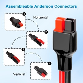 10AWG Solar Panel to Anderson-Style Connector Extension Cable 25FT, Tinned Copper Wire, 600V Rated, High-Temperature Resistance, for Solar Power Systems and Battery Connections
