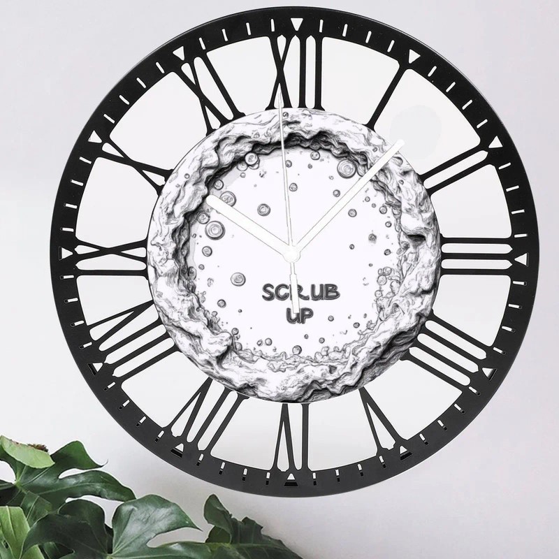 25cm Round Iron Wall Clock with a Celestial Motif and