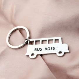 SEIRAA Bus Boss Keychain Bus Driver Gift Drive Safe Jewelry Appreciation Gift For School Bus Driver (Bus Boss Keychain)