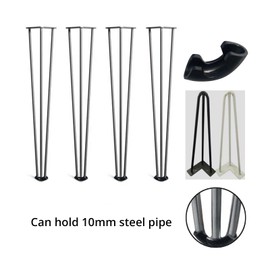 4Pcs Hairpin Legs Protector, Plastic Furniture Floor Protectors for Table Desk Chair Feet Leg, Black, C Style