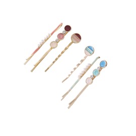 Rayleigh Pop Women's Hair Pin, 6-piece Set, Bangs, Flower, Hair Clip, Rhinestone, Alloy, Resin Pearl, Stylish, Hair Accessory, Simple, Cute, Hair Clip, Hair Ornament, Women