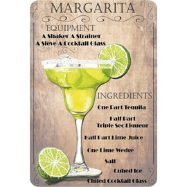 Treasure Mix Cocktail Recipe Recipe Margarita Tequila Triple sec Metal Sign Decorative Sign Garden Tin