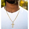Angelus de Leon 14K Gold Style Curb Chain Cross Pendant