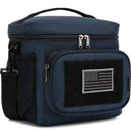 FlowFly Lunch Bag, Insulated Cooler, Thermal Lunch Box Tote with MOLLE/PALS Webbing, Adjustable Padded Shoulder Strap, for Tactical Men Women Adults and Boys Girls Kids (Cyan, Medium)