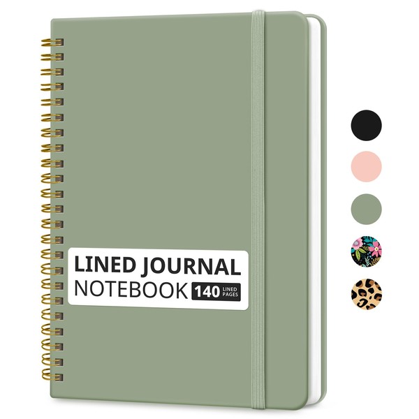 Taja Lined Spiral Journal Notebook for Women & Men, 140