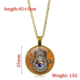 CQHODFYA Hamsa Hand Necklace for Men Women with Pendant, Hand of Fatima Chain for Men Women, Jewellery Gift Idea, Religious Necklace with 18 Inch Chain + 2 Inch Extension - with Jewellery Box, Zinc