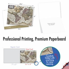The Best Card Company - 36 Assorted From Teacher Notecards Bulk Box Set 4 x 5.12 Inch with Envelopes (6 Designs, 6 Each) Travel, Geography, Variety Pack - Map Quests AM3076FTG-B6x6
