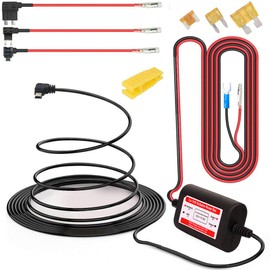 ARTGEAR Dash Cam Hardwire Kit Mini USB 10ft 12V-24V to 5V, Low Voltage Protection ACN/ACS/ACU Add a Circuit Fuse Holders (Right Angel Mini USB and fuse kit)