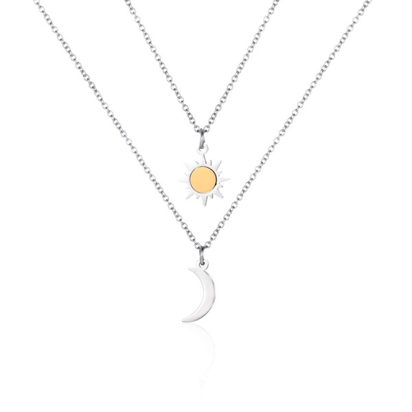 Nother Sun Moon Necklace Double Chains Moon and Sun Y