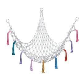 Teddy Hammock Toy Storage Hammock Organizer Net with Colorful Tassels, Teddy Bear Net Mesh Holder Large Hanging Net for Stuffed Animals