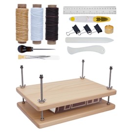eZAKKA Book Binding Kits, Book Press 11.6 x 7.6 Inch with Plastic Bone Folder, Waxed Thread for Beginners Bookbinding Supplies, 15PCS