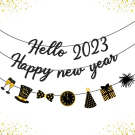 Happy New Year Banner 2023 New Years Eve Banner New Years Eve Party Supplies 2023 New Year Decorations Happy New Year Sign for 2023 New Year Eve Decorations