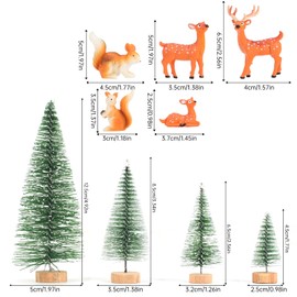 KINDPMA Pack of 35 Miniature Christmas Tree, Mini Artificial and Deer Christmas Tree Decorative Figures, Christmas Mini Christmas Tree, Green, Small Christmas Figures, Christmas Decoration for Table