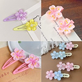 Cherry blossom clip hair claw clip hair pin mini flower snap clip hair pin braid decoration bangs clip snap pretty / 벚꽃핀 집게핀 머리 핀 미니 꽃 똑딱핀 헤어 삔 머리땋기 장식 앞머리 클립 똑딱이 예쁜