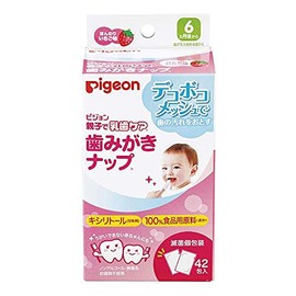 Pigeon Baby Teeth Care for Parent-Child (Individual Packaging), Wet Type, Gently Wipes, For Children, Strawberry Flavor, 42 Packs x 4 Packs