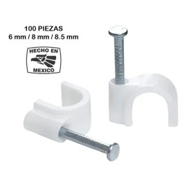 Grapa De Plástico Para Cable Redondo 6 8 8.5 100 Piezas