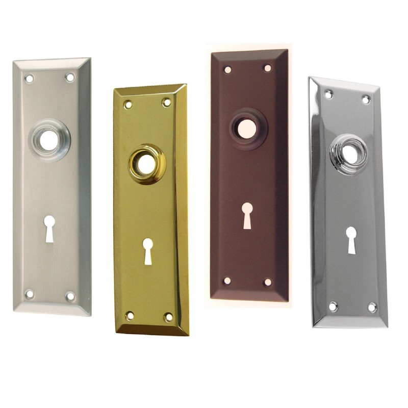 Oiled Bronze rectangular door trim plate with hub and keyhole(escutc