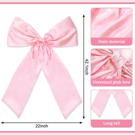 JarThenaAMCS Big Pink Bow Birthday Decorations Large Satin Bow Themed Party Giant Wall Bow for Home Backdrop Baby Shower Bridal Showers Engagement Wedding Bachelorette Girls Bathroom Supplies