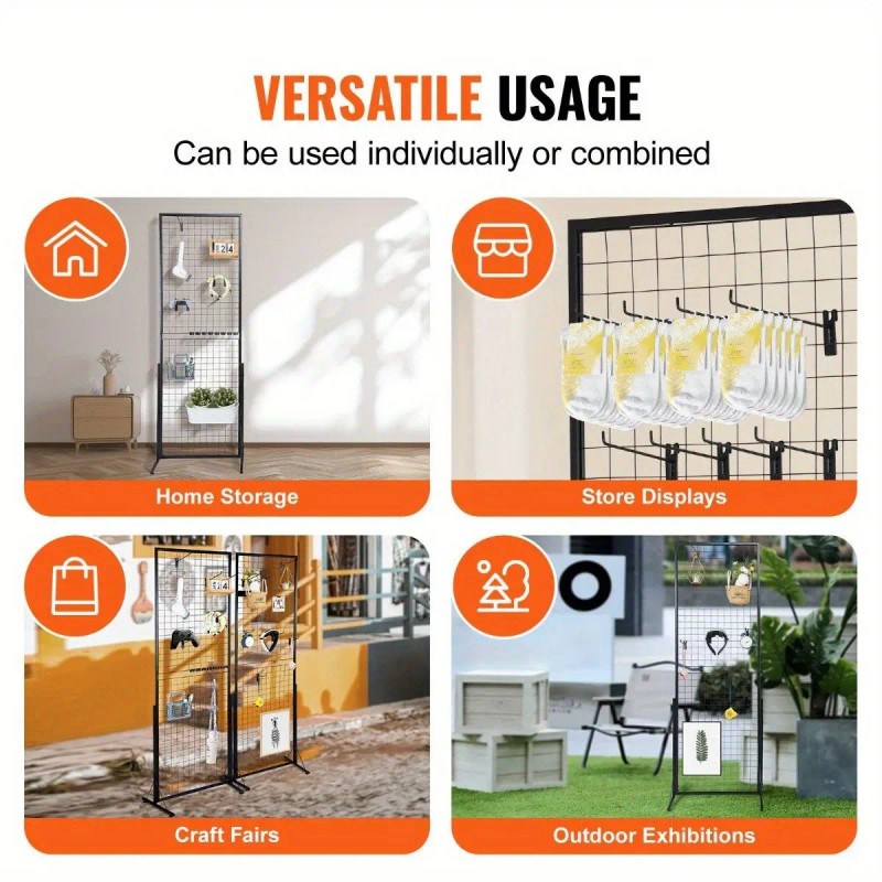 2 Packs Wire Gridwall Display Racks 67x24 Extra Clips Hooks