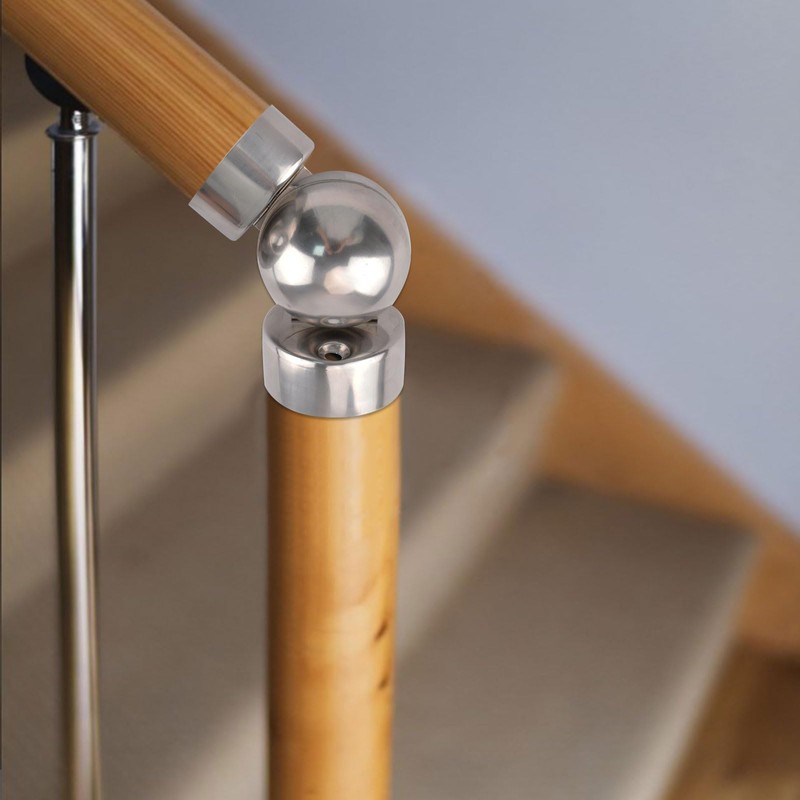 UFURMATE 2PCS 201 Stainless Steel Universal Round Handrail Connectors Adjustable