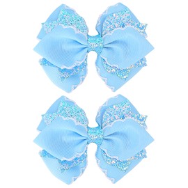 2PCS Grosgrain Hair Bows with Scalloped Edge, Joeysisi Alligator Clip Bow for Ponytails, Parties, Photos, Daily Wear, Ribbon Hair Accessories for Women & Girls