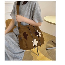 Women's Hippie Crossbody Bag Canvas Handbag Top Zipper Canvas Sling Strap Crossbody Bag Casual Handmade Bag (brown)