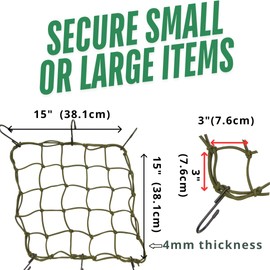 ONIPAX 38x38cm High Elastic Bungee Cargo Net with 6 Hooks for Bicycle Motorcycle