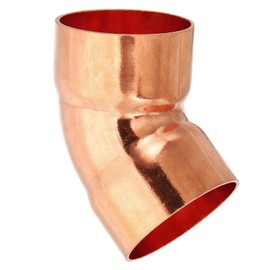 PATIKIL 1 5/8" ID 1.3mm Thick Elbow Copper Fitting, 1pcs 99.9% Pure Copper 45 Degree Pipe Fitting Short Radius Tube Connector with Sweat Solder Connection for HVAC Refrigeration System
