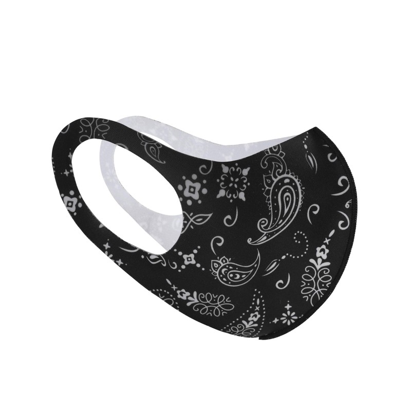 Komonee Face Mask Washable Reusable Black Paisley Dustproof Cloth Mouth