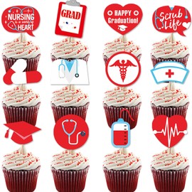 48PCS Nurse Cupcake Toppers,2026 Nursing School Graduation Cupcake Toppers for Nurse Grad Theme Party Decorations Medical Rn Party Supplies Favors