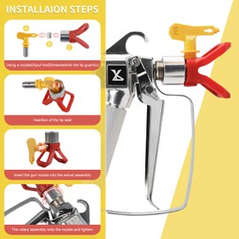 CPROSP Airless Spray Gun, High Pressure 3600 PSI with 4 x Swivel Joint 215,315,417,523 and 6 x Filter