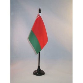Belarus Table Flag 4'' x 6'' - Bhutanese Desk Flag 15 x 10 cm - Black plastic stick and base - AZ FLAG