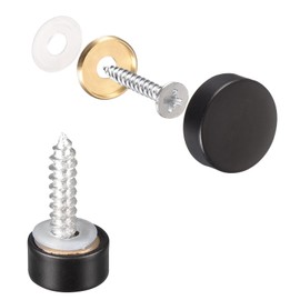 uxcell Mirror Screws, 10mm/0.39", 6Pcs Brass Decorative Cap Screws Cover Nails Fasteners for Mirror Tables Bath Plates Wardrobes Glass Signs, Black