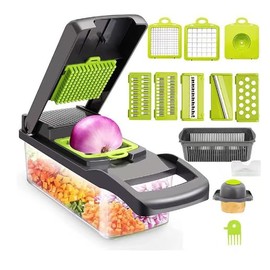 Multipurpse 16-in-1 Vegetable Chopper, Mandoline Slicer, Veggie Chopper, Food Chopper with Container, Vegetable Cutter Chopper & Spiralizer for Onion Salad (Home Essential Gadget & Kitchen)