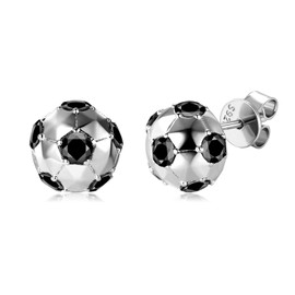 Moissanite Stud Earrings for Women Men 925 Sterling Silver Soccer Stud Earring 1.2 CT D Color VVS1 Lab Created Diamond Studs 18K White Gold Plated Hypoallergenic Soccer Sports Jewelry Birthday Christmas Gifts