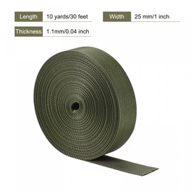 sourcing map Flat Nylon Webbing Strap 1 Inch 10 Yards Olive for Backpack, Luggage-rack