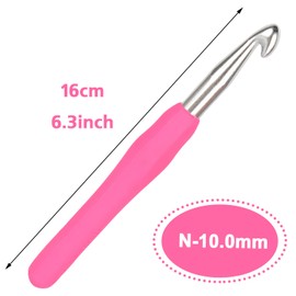 Coopay Crochet Hooks 10.0 mm, Pack of 2 Small Crochet Hooks for Amigurumi and Fine Crochet, Lace Crochet Hooks with Soft Handle, Small Crochet Hooks, Ergonomic TPR Handle Crochet Hooks, 10.0 mm