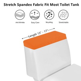 AZHCHKE Toilet Tank Lid Cover, Bathroom Stretch Washable Spandex Toilet Tank Protector Cover with Elastic Bottom, Orange