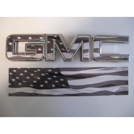 EmblemsPlus GMC Sierra Black American Flag GMC Grille Emblem Overlay Decal 2014-2018
