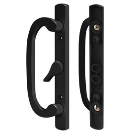8.5" Legacy Sliding Patio Glass Door Center Latch Black Handle Set Replacement – Non-Keyed – Sash Controls 2265 – Fits 3-15/16" Screw Spacing & 1-1/4" to 2-1/4" Thick Door (Mortise Lock NOT Included)