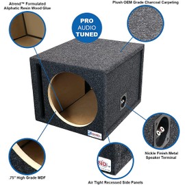 Atrend 15SQV 15 Inch Single Vented Subwoofer Enclosure - Nickel Finish Terminals