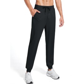Tallemon Tall Mens Joggers 34 Inseam Long Sweatpants with 3 Zipper Pockets Lightweight Athletic Tapered Pants, Black, Small