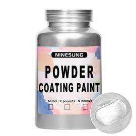 ninesung Powder Coating Paint for Metal Surfaces | Car Paint | Building Materials | Powder Paint for Steel Structures, Factories, Buildings, Playgrounds, Gardens (Silver, 8 Ounce)