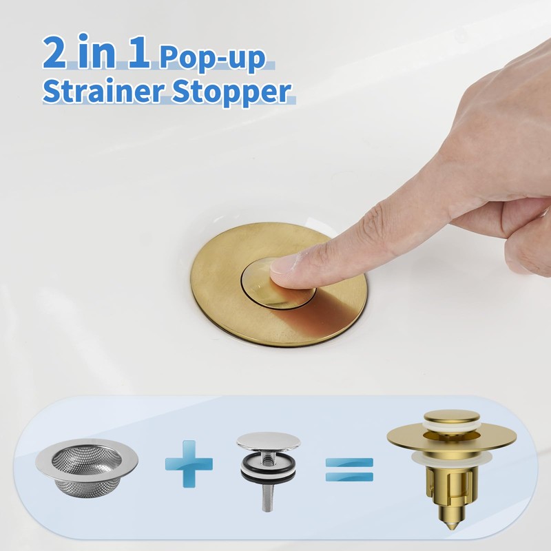 iFealClear Metal Universal Bathroom Sink Stopper, Upgraded Stainless Steel Sink