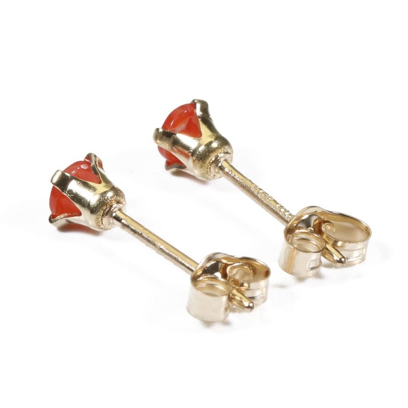 Red Coral Earrings Half Circle Gold Filled Unstained, Stone Metal,