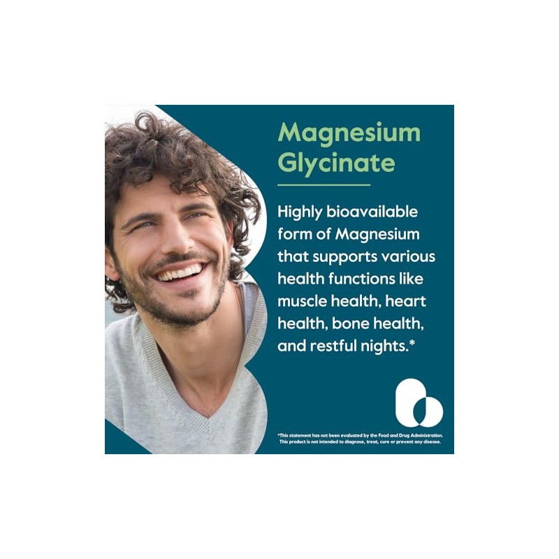 Magnesium Glycinate 400mg Per Serving 240 Vegetarian Capsules Stearates Silicon