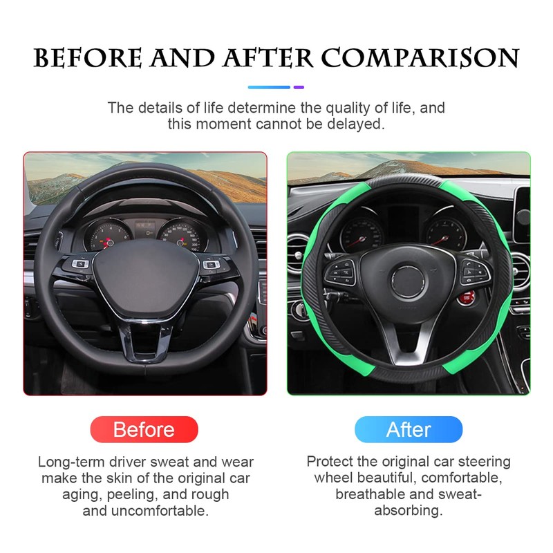 CGEAMDY Universal Car Steering Wheel Cover Non-Slip Breathable Durable Microfiber