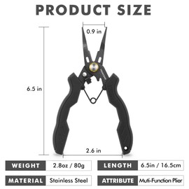 TRUSCEND Lockable Handy Fishing Pliers with Innovative Ergonomical Handle, Corrosion Saltwater Resistant Teflon Coated Fishing Tool, Multi-Function Fishing Gear with Mo-V Cutter, Amazing Fishing Gifts