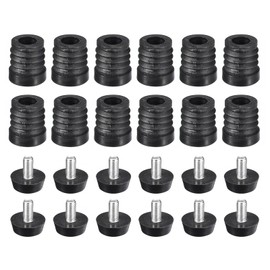 sourcing map 12Pcs Inserts for Round Tubes with Leveling Feet, for 19mm/0.75" OD Round Tube, M6 Thread Black Plastic Furniture Chair Leg Plug Blanking End Caps Insert Plugs