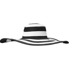 QUUPY Women's Lady Grils White + Black Striped Foldable Beach Fashion Sun Hat Black and White Striped Straw Hat Floppy Hat Beach Hat Foldable Wide Brim Cap White, White